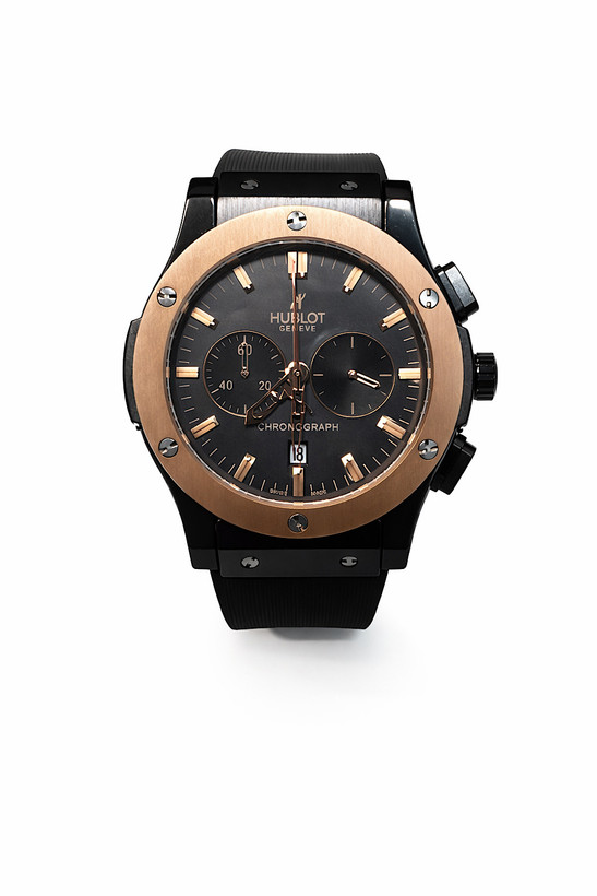 ساعت مچی مردانه هابلوت کورنوگراف قاب طلایی مات